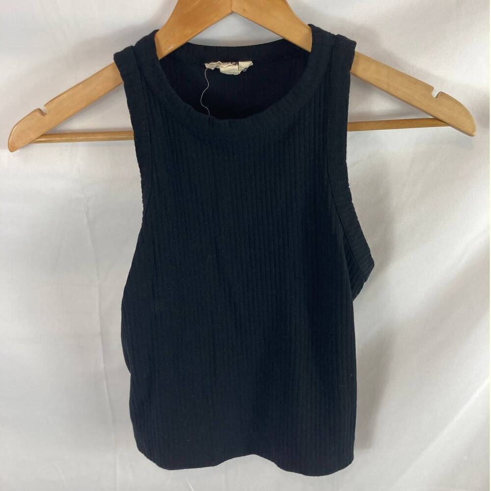 Open Edit Ribbed Crop Top Black Size small
